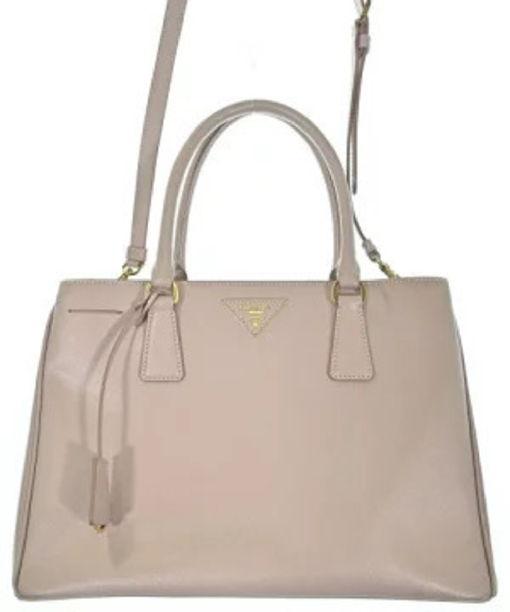 Prada Saffiano Lux Galleria Double Zip Tote soft taupe beige Pink